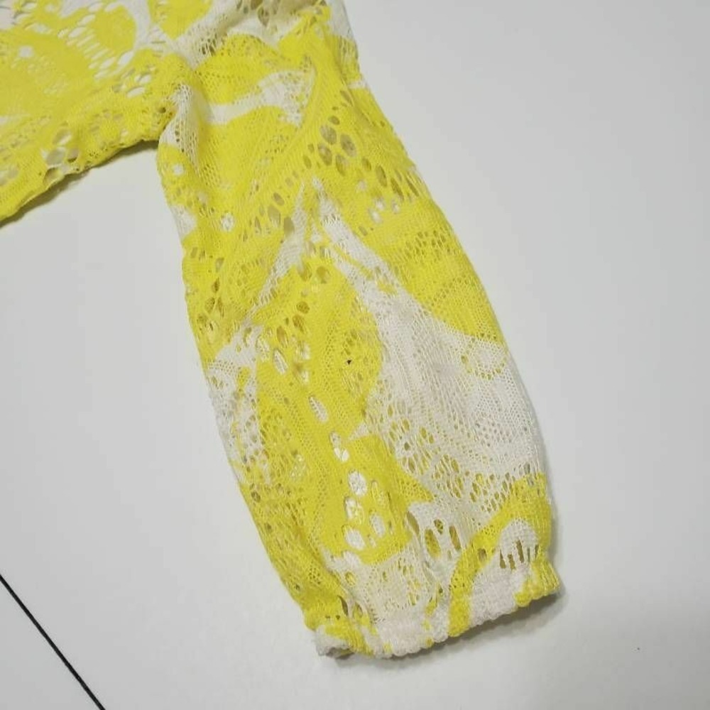 My Michelle Girls A-Line Yellow Butterfly Crochet Lace Keyhole Back Tie Fringe14 - Picture 10 of 12